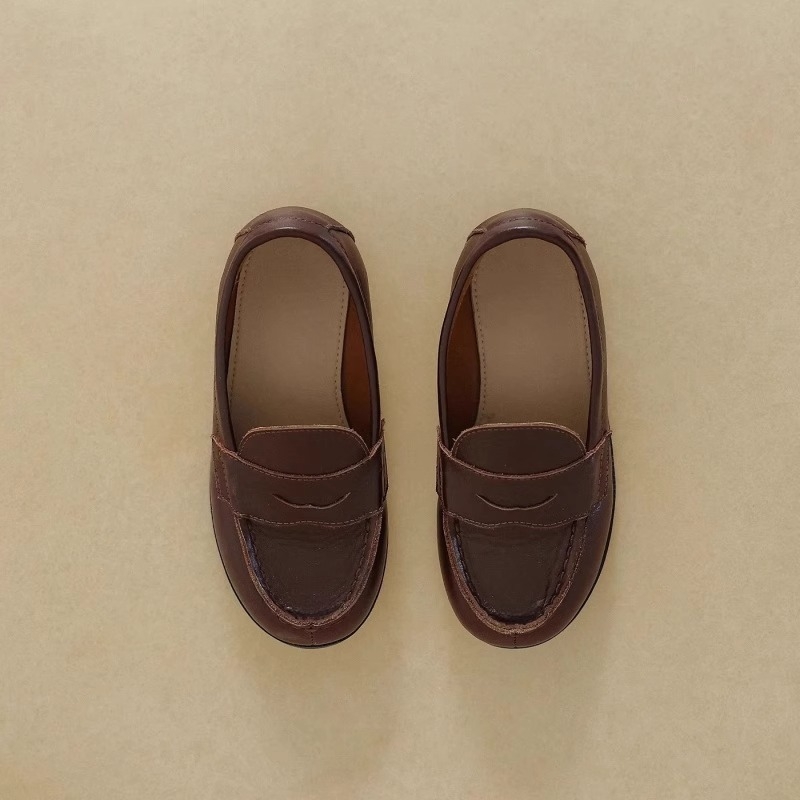 Dječje retro loafers od kravlje kože – niski gornji dio, gumeni potplat, prirodna koža ulošak, unisex