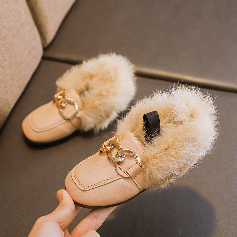 Dječje cipele u korejskom stilu s metalnom kopčom, kvadratni vrh, podstavljene fleksom, gumeni potplat