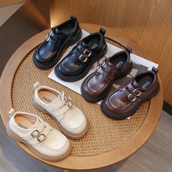 Uniszex gyerekeknek PU bőr loaferek Velcro-záródással — PU felsőrész, PU belső, PU talpbetét, gumitalp