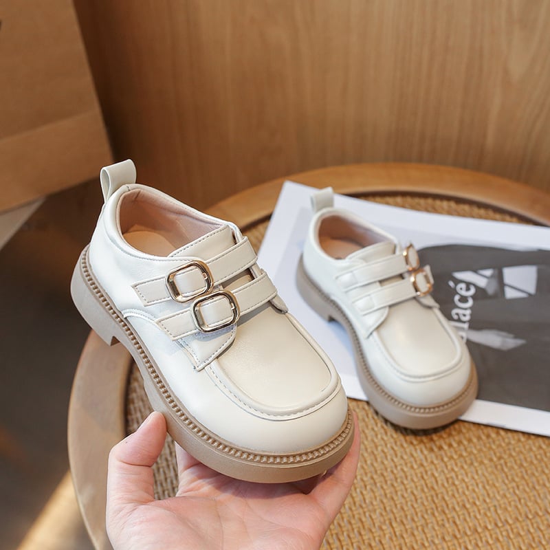 Uniszex gyerekeknek PU bőr loaferek Velcro-záródással — PU felsőrész, PU belső, PU talpbetét, gumitalp