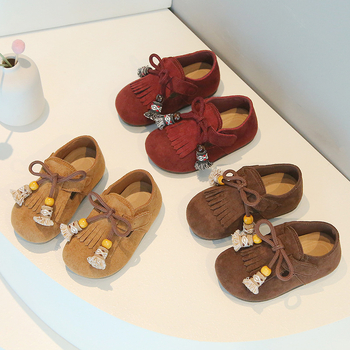 Kožni loaferi za djevojčice u Birkenstock stilu sa Velcro zatvaračem, niski gornji dio, gumeni potplat, proljeće 2026
