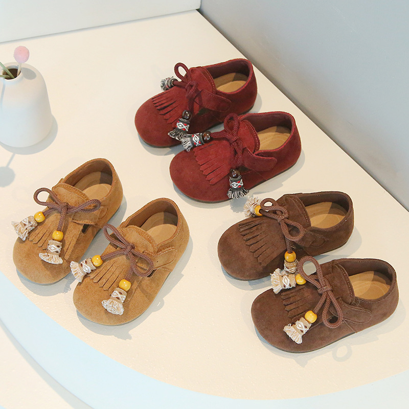 Kožni loaferi za djevojčice u Birkenstock stilu sa Velcro zatvaračem, niski gornji dio, gumeni potplat, proljeće 2026