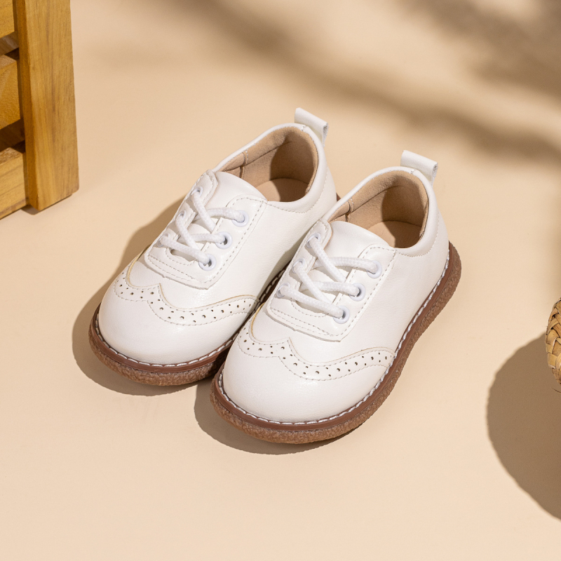 Unisex školske cipele s izgledom PU kože, protuklizna TPR potplata, vezice, niski gornji dio, casual stil, za djecu 1–12 godina, pogodne za proljeće i jesen.
