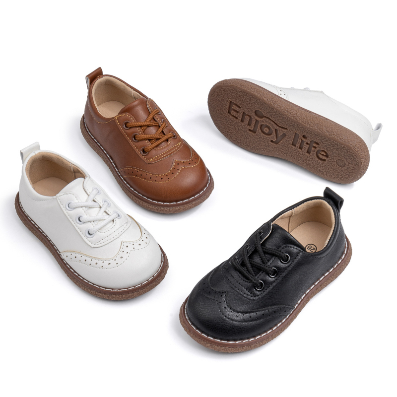 Unisex školske cipele s izgledom PU kože, protuklizna TPR potplata, vezice, niski gornji dio, casual stil, za djecu 1–12 godina, pogodne za proljeće i jesen.