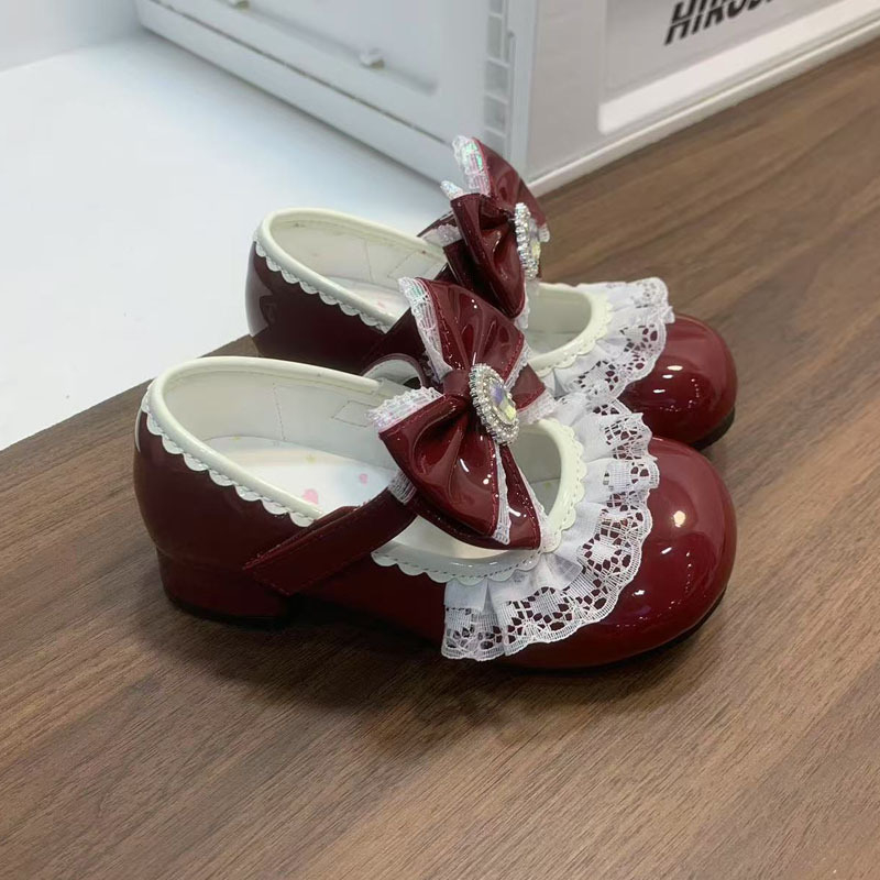 Dječje Mary Jane cipele s čipkastom mašnicom, niski gornji dio, Velcro zatvaranje, prozračne i protuklizne potplata