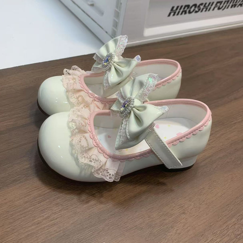 Dječje Mary Jane cipele s čipkastom mašnicom, niski gornji dio, Velcro zatvaranje, prozračne i protuklizne potplata