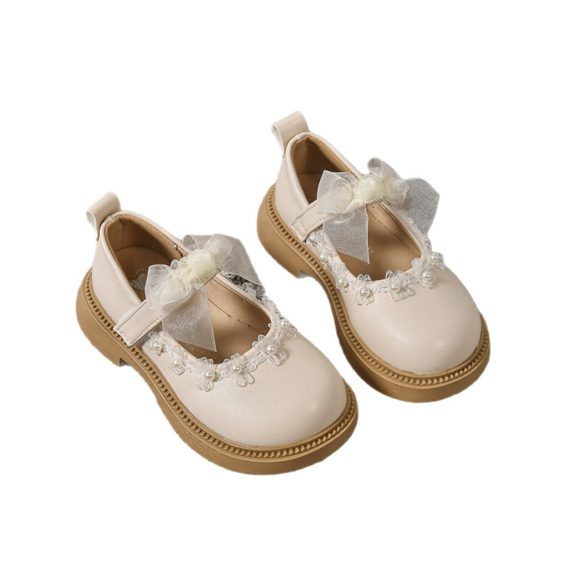 Dječje cipele od PU kože za djevojčice s mašnicom, kopčanje na Velcro, niski gornji dio, gumena potplata, prozračne i vodootporne, stil princeze, proljeće 2025