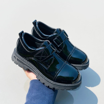 HAKI Gyermekek PU bőrcipője iskolába, angol stílus, Velcro zárás, TPR talp, 4–16 éveseknek