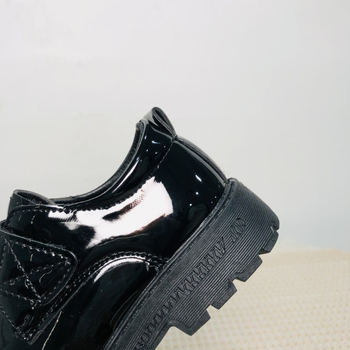 HAKI Gyermekek PU bőrcipője iskolába, angol stílus, Velcro zárás, TPR talp, 4–16 éveseknek