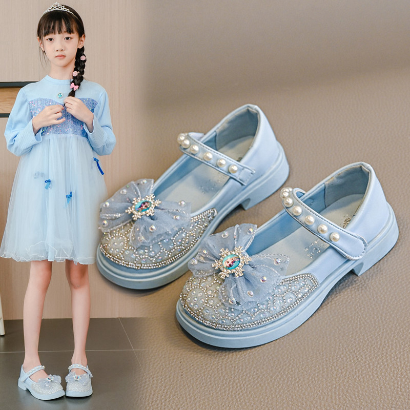 Dječje kristalne cipele u stilu princeze – Velcro kopčanje, gornji dio: sintetička koža, đon: TPR, niski kroj, proljeće i jesen