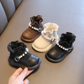 Dječje cipele za djevojčice u stilu princeze s gornjim dijelom od mikrovlakna, gumom, Velcro zatvaračem, umetkom od umjetne vune, za dob 0–3 godina