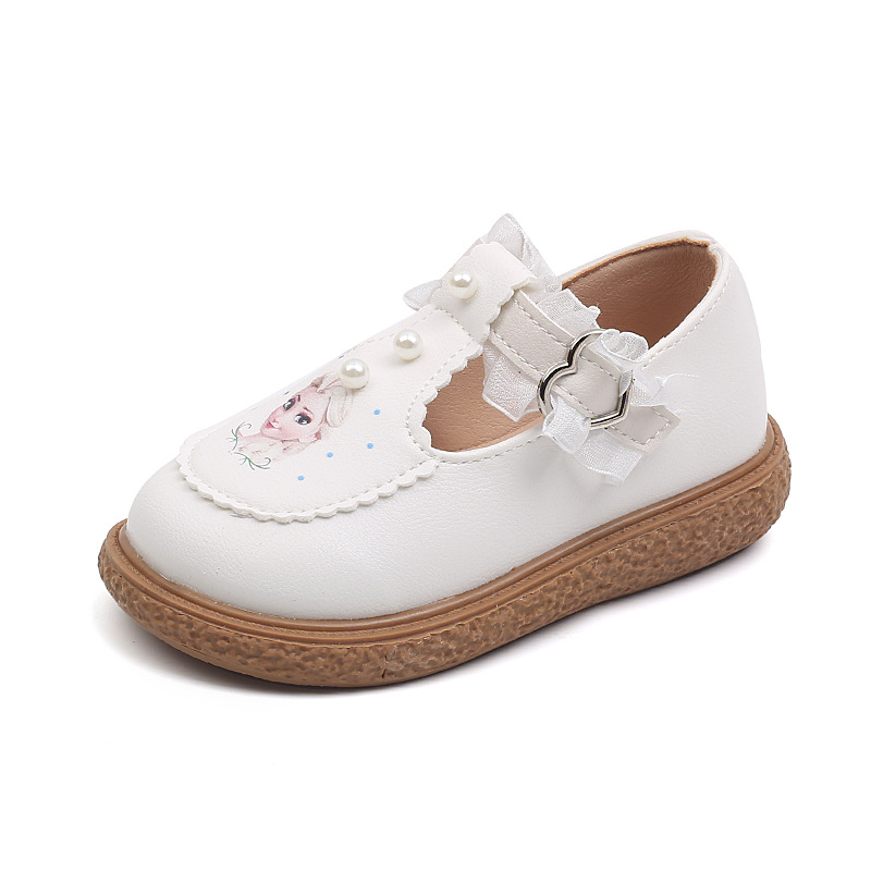 Dječje cipele za djevojčice od PU kože, s Velcro kopčom, printom crtanih likova, gumom potplata, okrugli vrh, nizak profil, korejski stil, za proljeće, ljeto i jesen