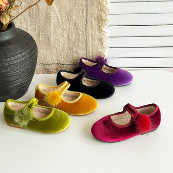Dječje cipele od velura s Velcro zatvaračem, niski gornji dio, gumeni potplat, protuklizne i toplo zimu