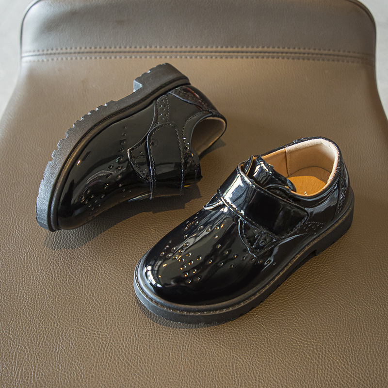 Dječje kožne tenisice, britanski stil, gornji dio od mikrovlaknaste kože, zatvarač na Velcro, niski vrh, gumena potplat