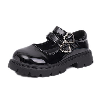 Dječje kožne tenisice s mekim potplatom, crne, zatvarač na Velcro, princeski stil, za školu i za igru