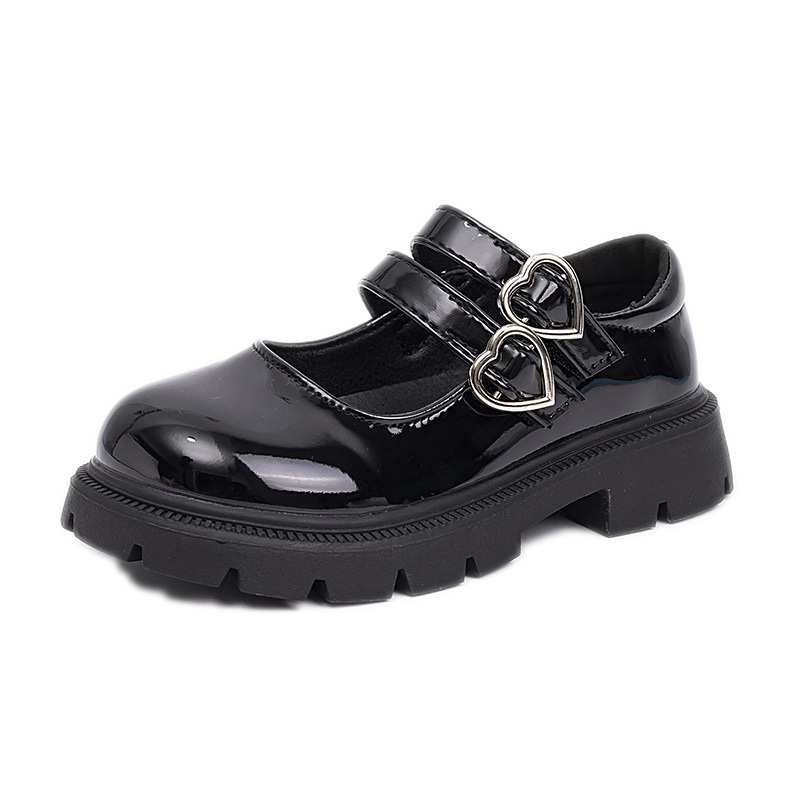 Dječje kožne tenisice s mekim potplatom, crne, zatvarač na Velcro, princeski stil, za školu i za igru