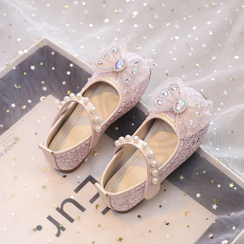 Mergaitėms princesės bateliai — Velcro užsegimas; viršutinė medžiaga: Greet; vidinė medžiaga: PU; vidpadis: PU; padas: Beef tendon