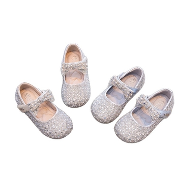 Mergaitėms skirtos kristalinės plokščios basutės su kvadratine nosimi, Velcro užsegimas, EVA įdėklas, 4–16 metų, ruduo 2025