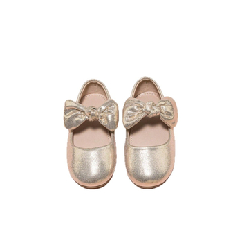 Pantofi pentru fete cu funda, închidere Velcro, talpă TPR, parte superioară PU, respirați și antiderapant