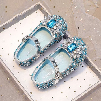 Pantofi de prințesă pentru fete, cu partea superioară din microfibră, talpă din piele, închidere Velcro, imprimeu floral, impermeabili