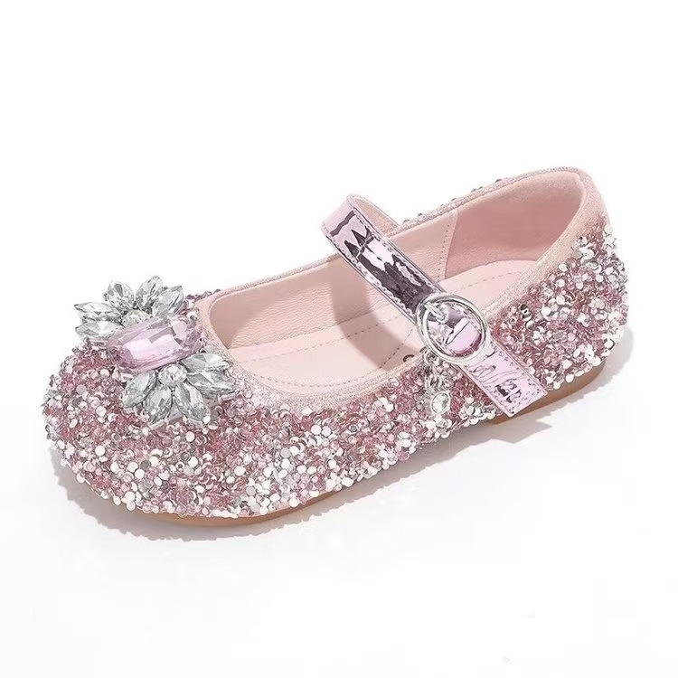 Pantofi de prințesă pentru fete, cu partea superioară din microfibră, talpă din piele, închidere Velcro, imprimeu floral, impermeabili