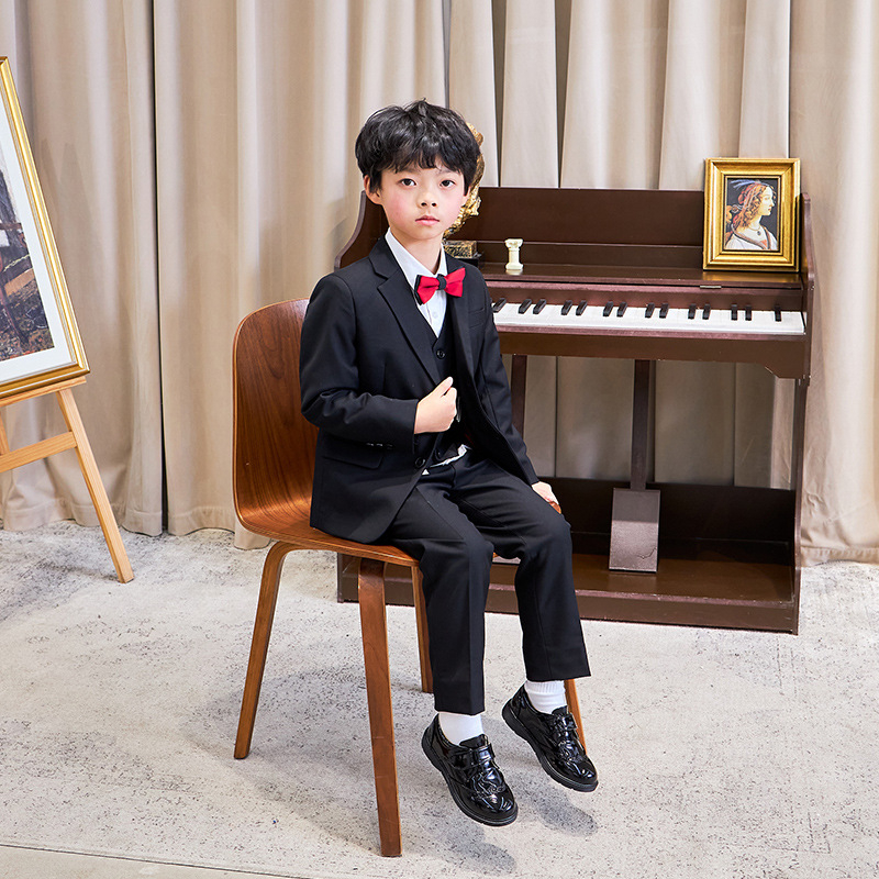 Fiúknak PU-bőr felsőrészű cipő, brit stílus, Velcro-zár, alacsony szár, marhaín talp