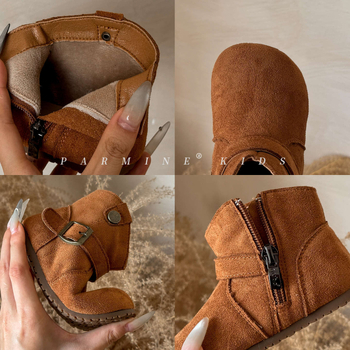 Dječje djevojačke debeli pamuk zimske čizme za snijeg s toplom podstavom, Birkenstock-stil kožne čizme