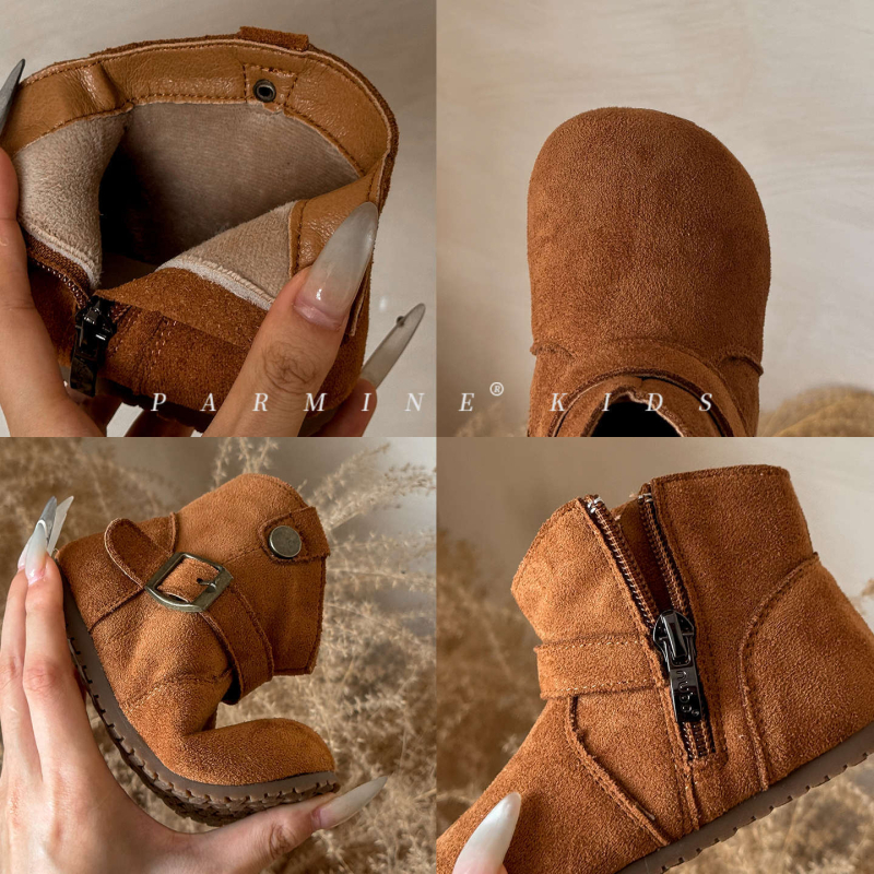 Dječje djevojačke debeli pamuk zimske čizme za snijeg s toplom podstavom, Birkenstock-stil kožne čizme