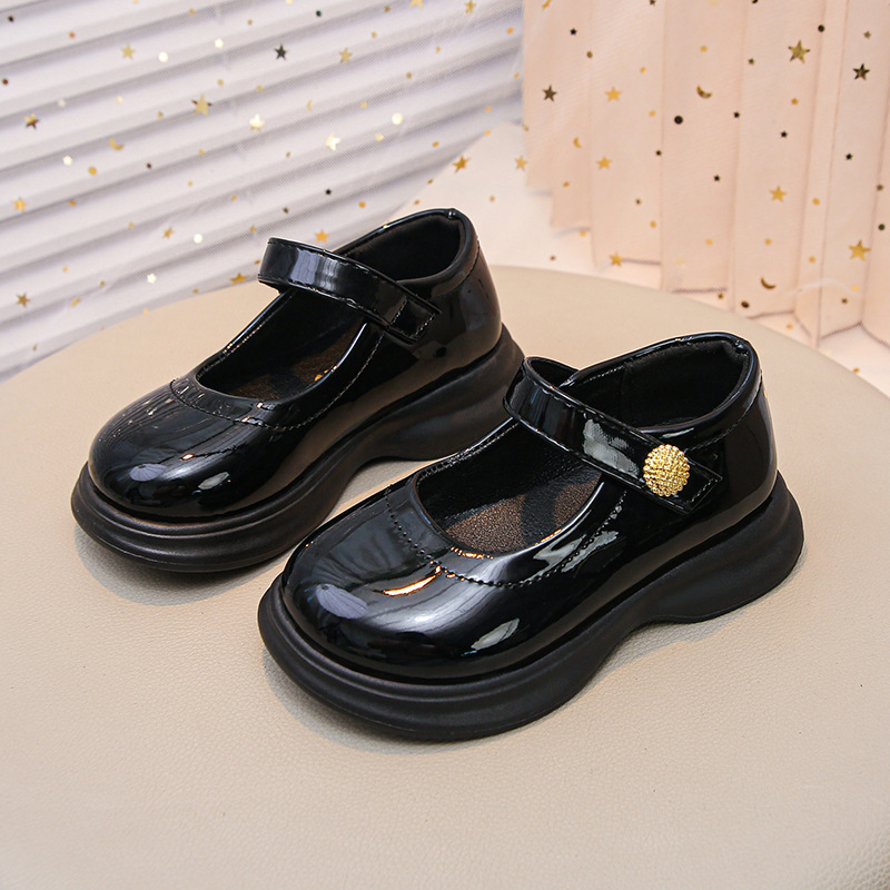 Dječje cipele od PU kože za djevojčice, školski stil, s Velcro kopčom, casual, zaobljeni vrh, protuklizna potplata, 2026 proljeće–jesen
