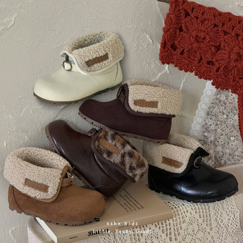 Dječje čizme od kože sa bočnim zatvaračem – retro stil, jesen-zima, toplo, gumasta potplata, unisex, uzrast 4–12 godina, gornji dio od mikrovlakna