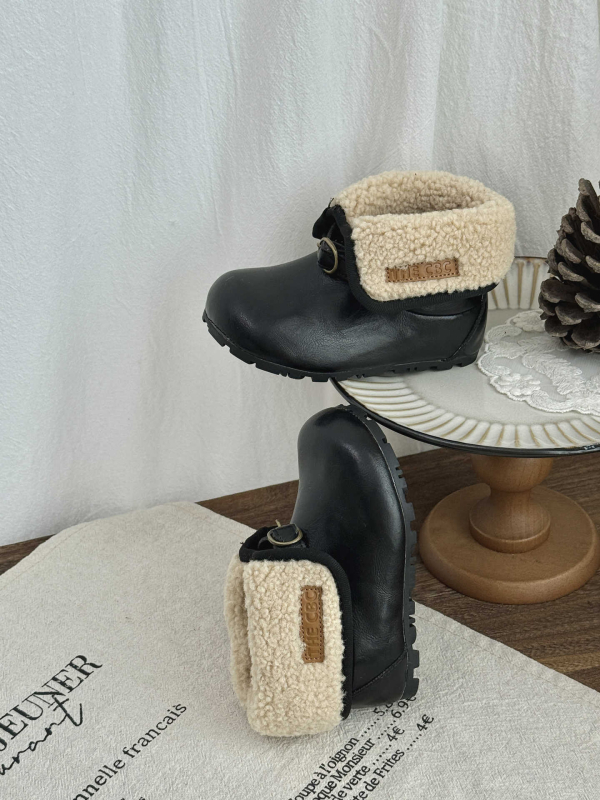 Dječje čizme od kože sa bočnim zatvaračem – retro stil, jesen-zima, toplo, gumasta potplata, unisex, uzrast 4–12 godina, gornji dio od mikrovlakna