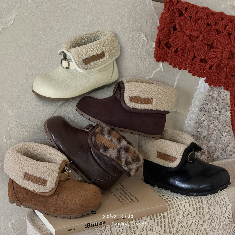 Dječje čizme od kože sa bočnim zatvaračem – retro stil, jesen-zima, toplo, gumasta potplata, unisex, uzrast 4–12 godina, gornji dio od mikrovlakna
