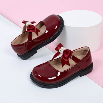 Детски кожени училищни обувки за момичета, синтетична кожа, Велкро закопчаване, PU подплата и PU стелка, гумена подметка