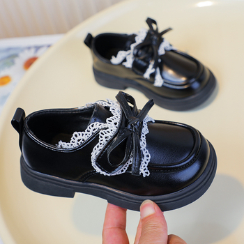 Dievčenské PU kožené topánky - Štýl princeznej, nízky vrchný diel, zapínanie na suchý zips, gumová podrážka, celoročné, vek 4–16 rokov