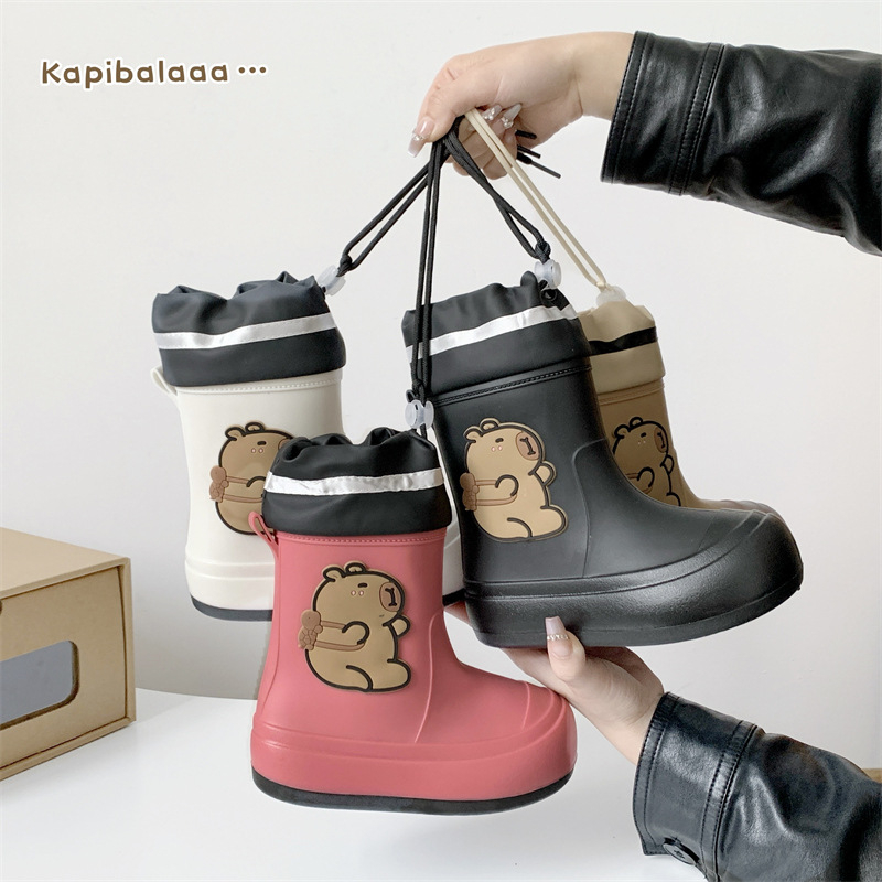 Kechuntu PVC detské dažďové čižmy s karikatúrnym vzorom, pre deti 4–16 rokov