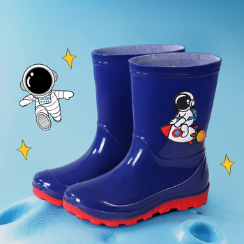 Dječje crne kišne čizme s temom astronauta, unisex, protuklizne, za igru na otvorenom