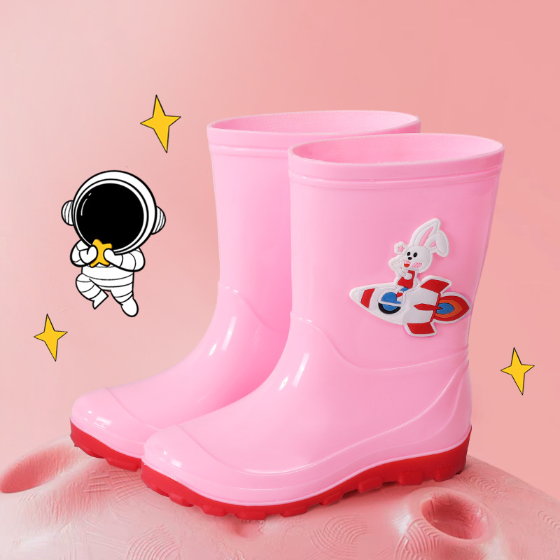 Dječje crne kišne čizme s temom astronauta, unisex, protuklizne, za igru na otvorenom