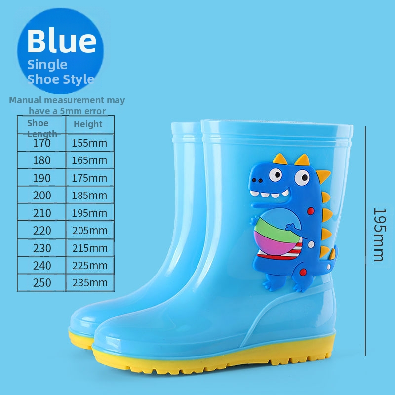 Cizme de ploaie pentru copii, imprimeu animale desenate, înălțime medie a tubului, toc plat, partea superioară din plastic, potrivite pentru toate anotimpurile