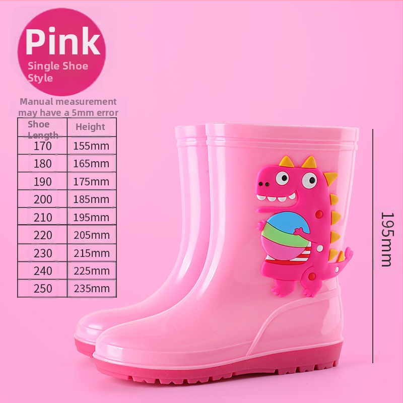 Cizme de ploaie pentru copii, imprimeu animale desenate, înălțime medie a tubului, toc plat, partea superioară din plastic, potrivite pentru toate anotimpurile
