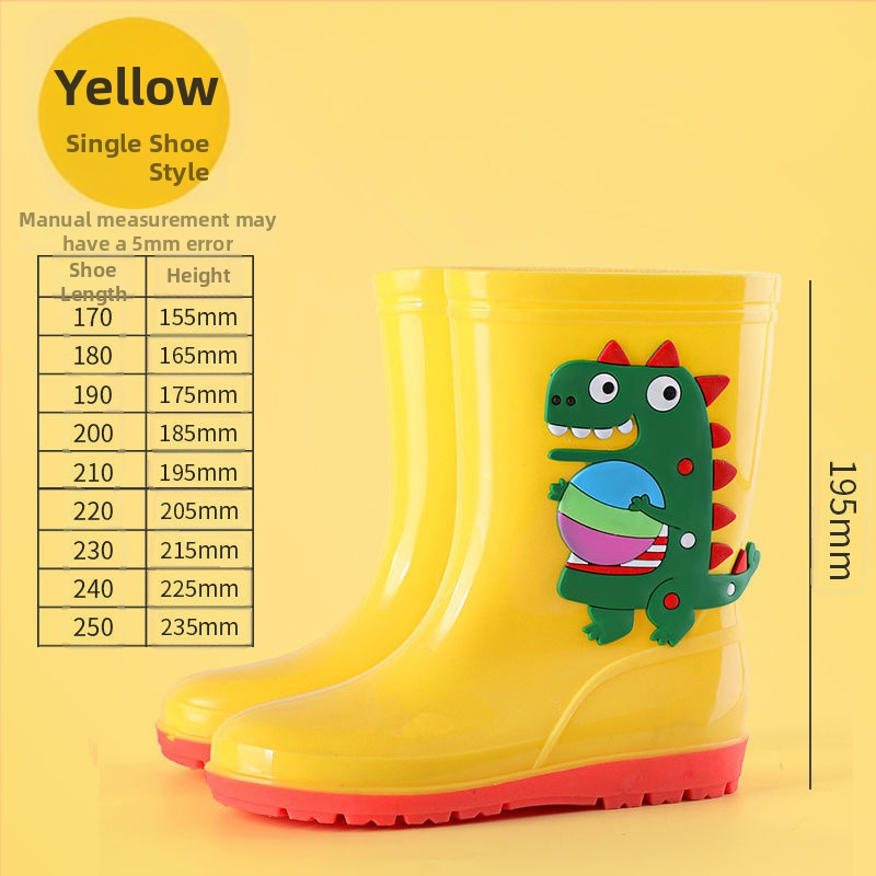 Cizme de ploaie pentru copii, imprimeu animale desenate, înălțime medie a tubului, toc plat, partea superioară din plastic, potrivite pentru toate anotimpurile