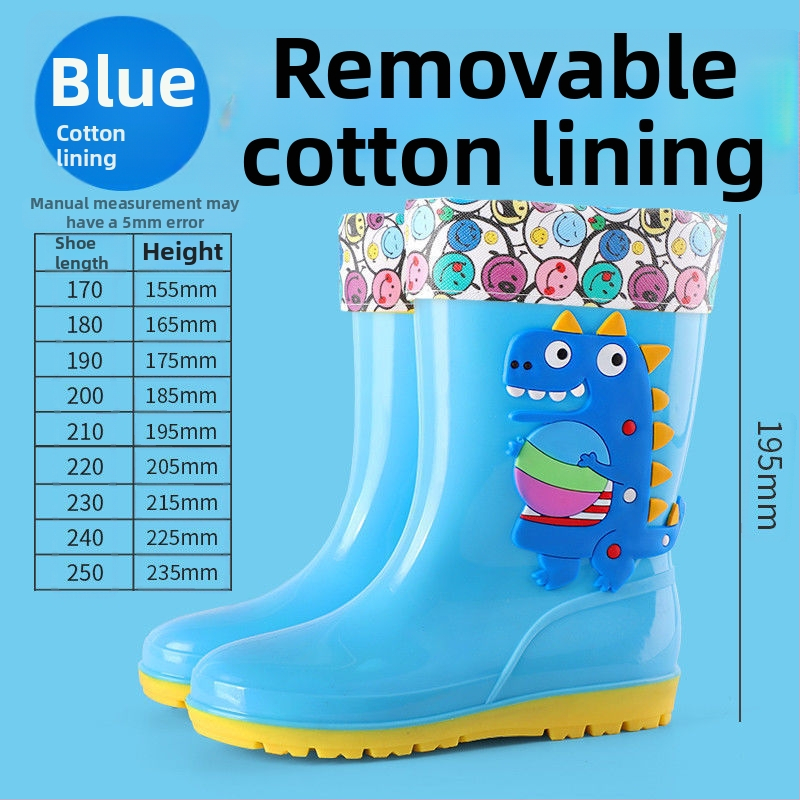 Cizme de ploaie pentru copii, imprimeu animale desenate, înălțime medie a tubului, toc plat, partea superioară din plastic, potrivite pentru toate anotimpurile