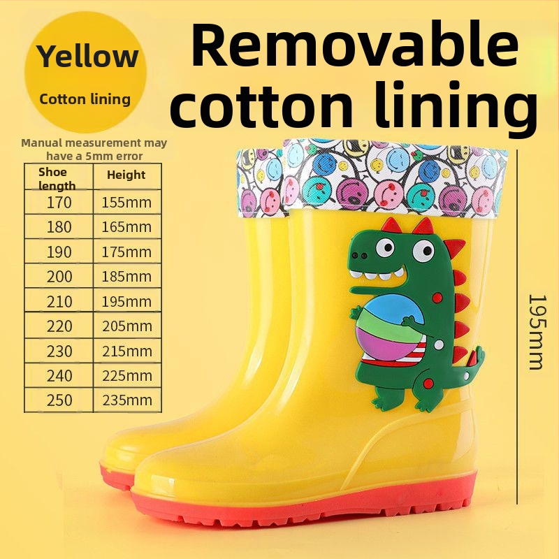 Cizme de ploaie pentru copii, imprimeu animale desenate, înălțime medie a tubului, toc plat, partea superioară din plastic, potrivite pentru toate anotimpurile