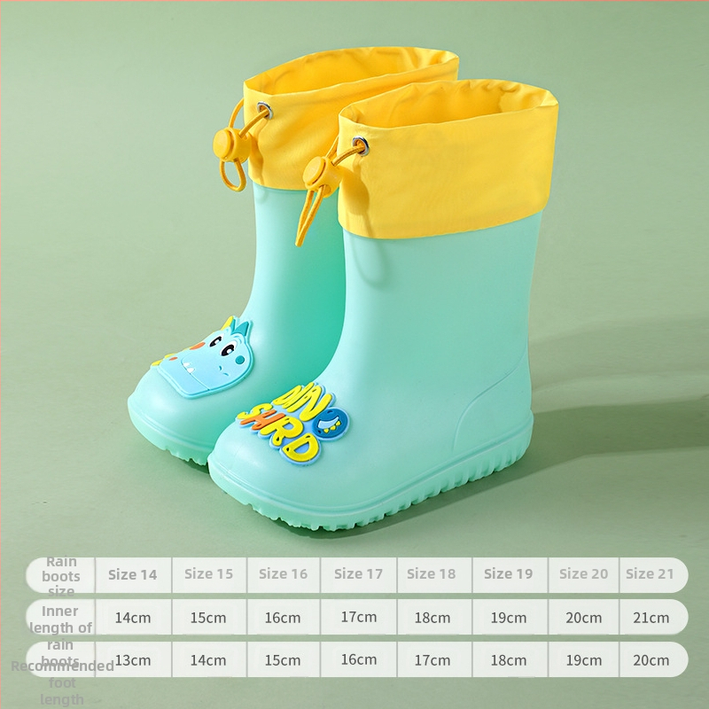 Ghete de ploaie pentru copii – design desen animat drăguț, partea superioară din PVC, impermeabile, talpă antiderapantă, înălțime medie a tubului, potrivite pentru copii de la 6 luni la 6 ani