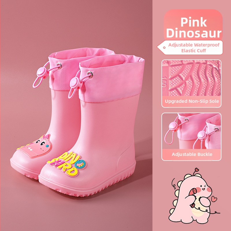 Ghete de ploaie pentru copii – design desen animat drăguț, partea superioară din PVC, impermeabile, talpă antiderapantă, înălțime medie a tubului, potrivite pentru copii de la 6 luni la 6 ani