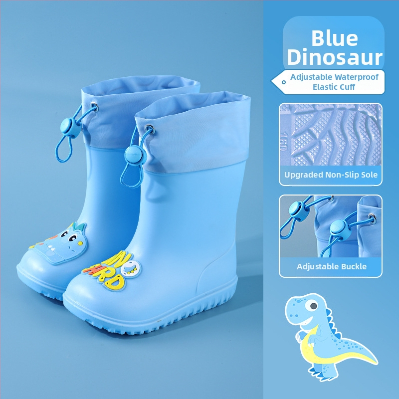 Ghete de ploaie pentru copii – design desen animat drăguț, partea superioară din PVC, impermeabile, talpă antiderapantă, înălțime medie a tubului, potrivite pentru copii de la 6 luni la 6 ani