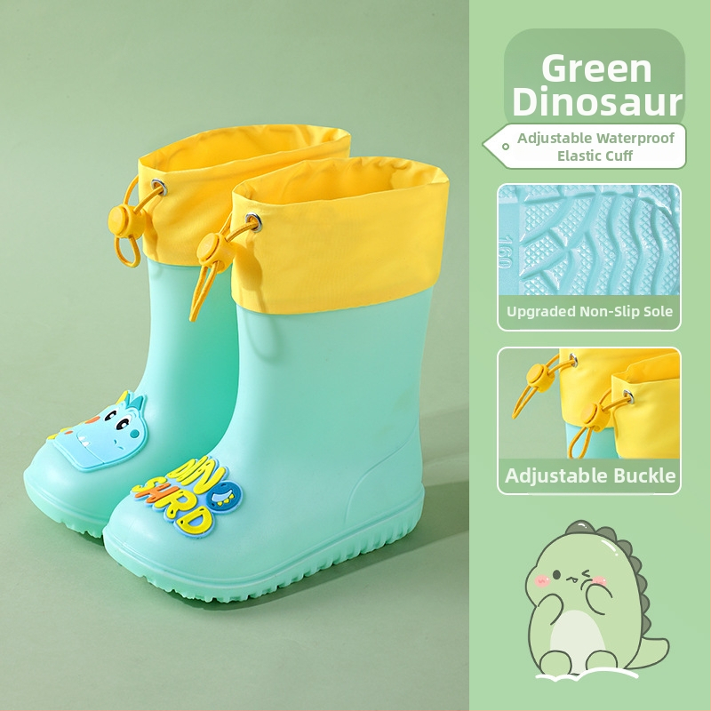 Ghete de ploaie pentru copii – design desen animat drăguț, partea superioară din PVC, impermeabile, talpă antiderapantă, înălțime medie a tubului, potrivite pentru copii de la 6 luni la 6 ani
