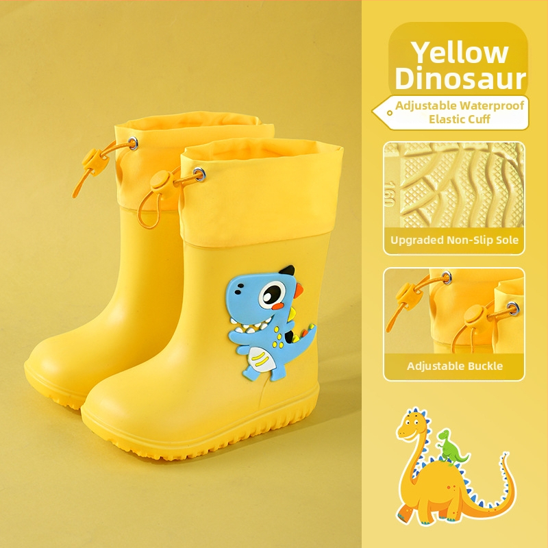 Ghete de ploaie pentru copii – design desen animat drăguț, partea superioară din PVC, impermeabile, talpă antiderapantă, înălțime medie a tubului, potrivite pentru copii de la 6 luni la 6 ani