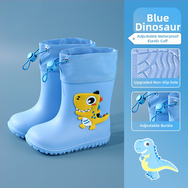 Ghete de ploaie pentru copii – design desen animat drăguț, partea superioară din PVC, impermeabile, talpă antiderapantă, înălțime medie a tubului, potrivite pentru copii de la 6 luni la 6 ani