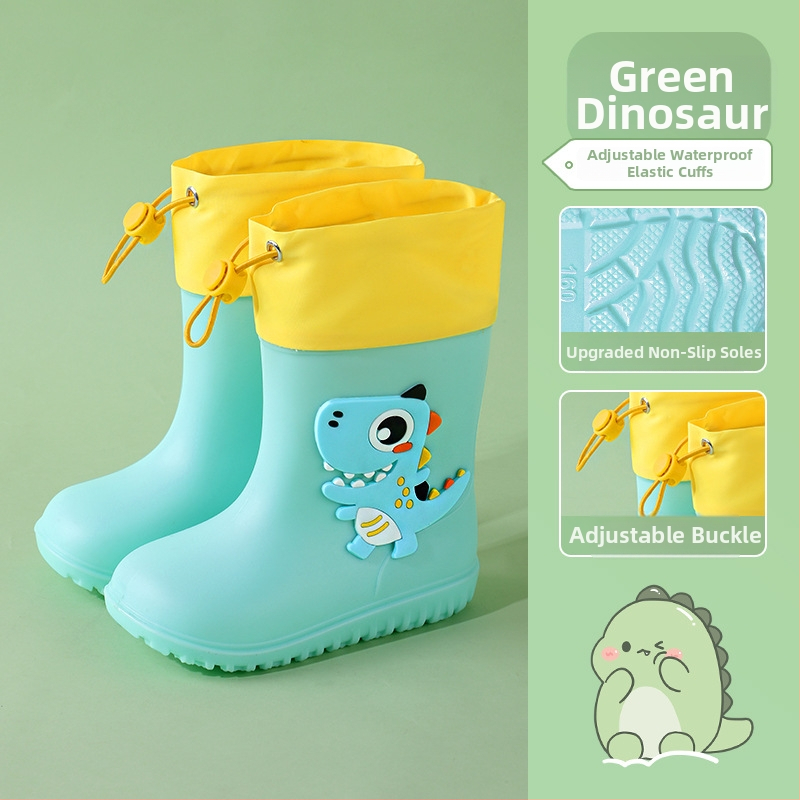 Ghete de ploaie pentru copii – design desen animat drăguț, partea superioară din PVC, impermeabile, talpă antiderapantă, înălțime medie a tubului, potrivite pentru copii de la 6 luni la 6 ani