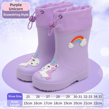 Dječje čizme za kišu s motivom crtića - unisex, fleece podstava, vodootporan PVC, elastični gornji dio, srednja visina, pogodne za sve sezone, tema princeza